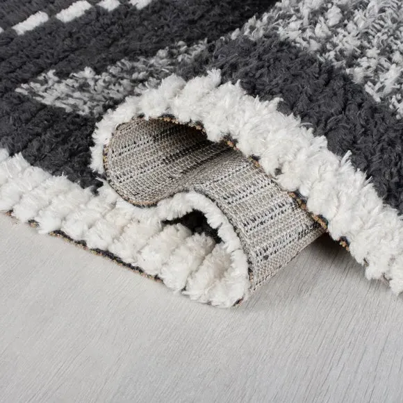 Berber Rug with Tassels - Monochrome, Polyester