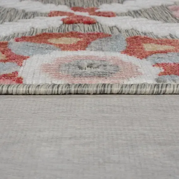 Floral Indoor Outdoor Rug - Grey