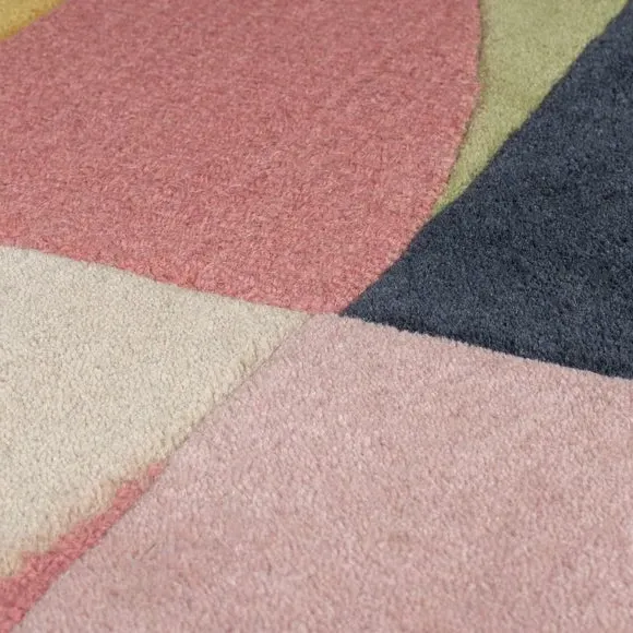 Geometric Abstract Rug - Pink, Wool