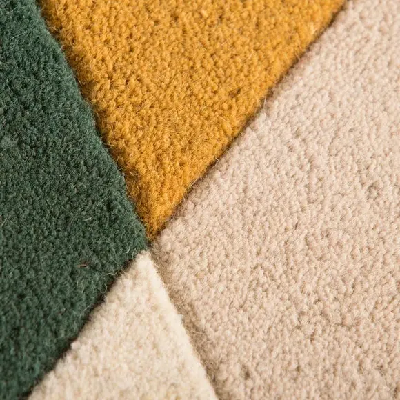 Geometric Prism Rug - Green, Wool