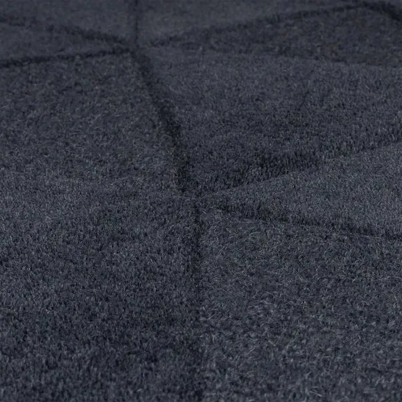 Geometric Rug Hand Carved - Charcoal, Wool