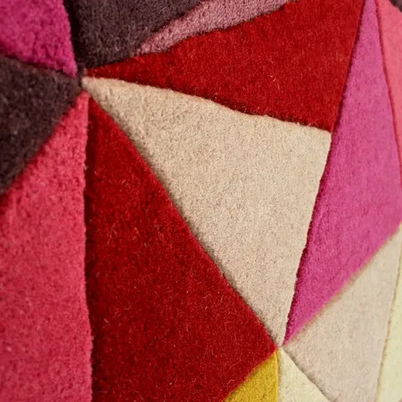 Geometric Rug Hand Carved - Multicoloured, Wool