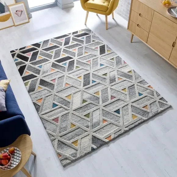 Geometric Rug - River Grey image