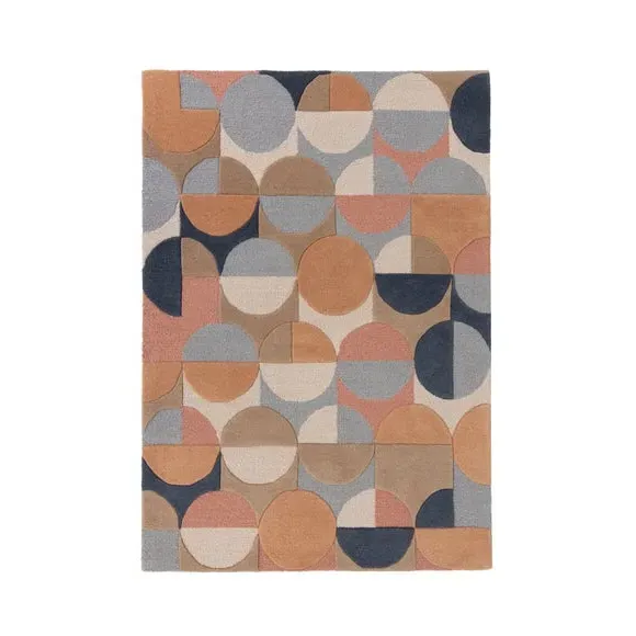 Geometric Rug with Cut Loop Pile - Pink, Wool