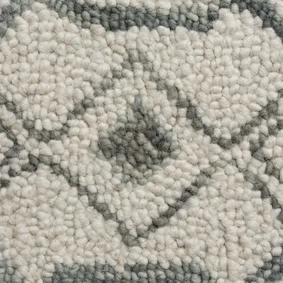 Geometric Rug with Tassels - Grey, Wool