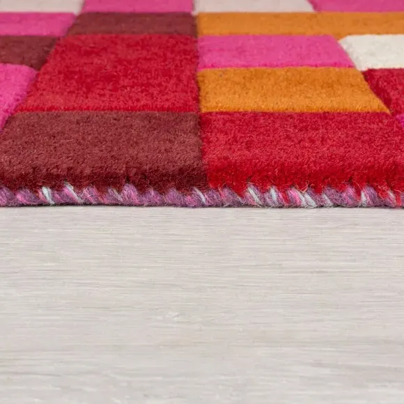 Grid Pattern Rug - Multicoloured, Wool