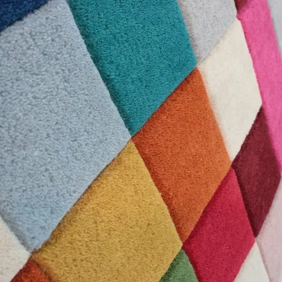 Grid Pattern Rug - Multicoloured, Wool