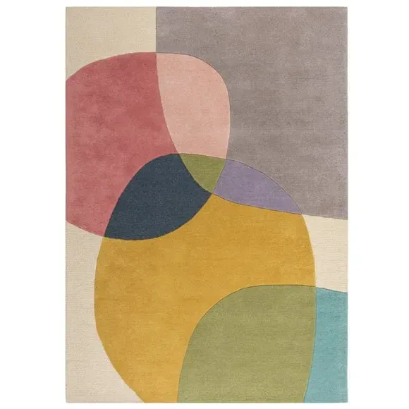 Hand-Carved Rug with Bold Pattern - Multi, Wool