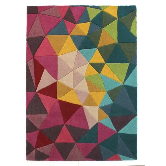 Hand-Carved Rug with Dense Pile - Multicolor, Wool