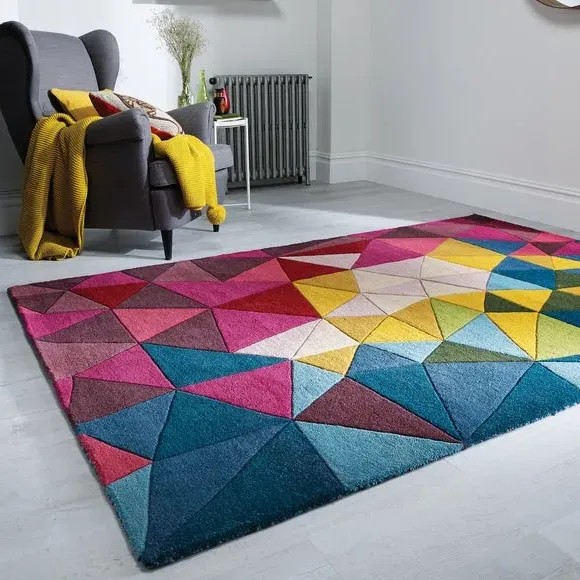 Hand-Carved Rug with Dense Pile - Multicolor, Wool image