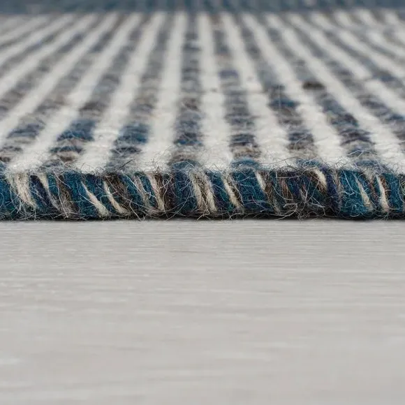 Hand-Made Runner Rug - Blue, Wool
