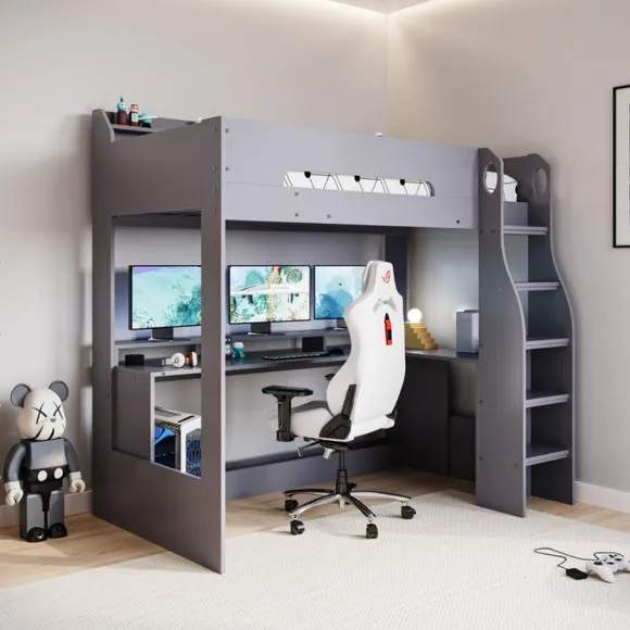 High Sleeper Bed with Desk - Anthracite image