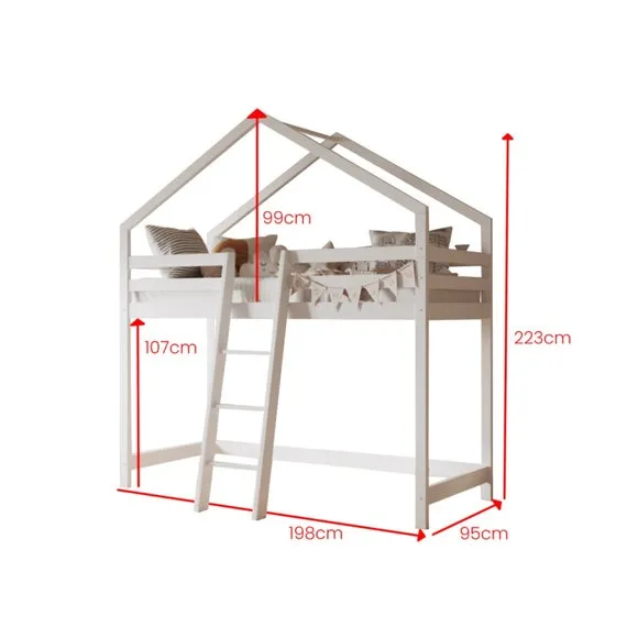 House Midsleeper Bed Frame - White, Pine
