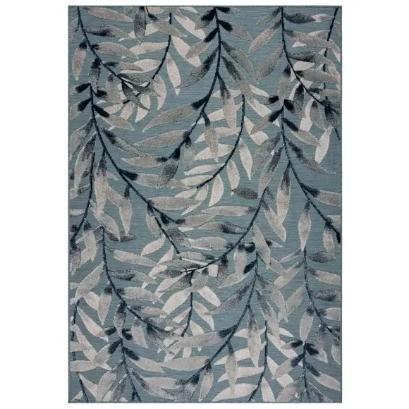 Indoor Outdoor Rug Floral Design - Blue