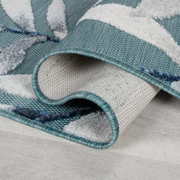 Indoor Outdoor Rug Floral Design - Blue