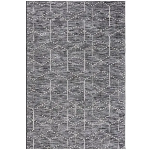 Indoor Outdoor Rug Geometric - Black, Polypropylene