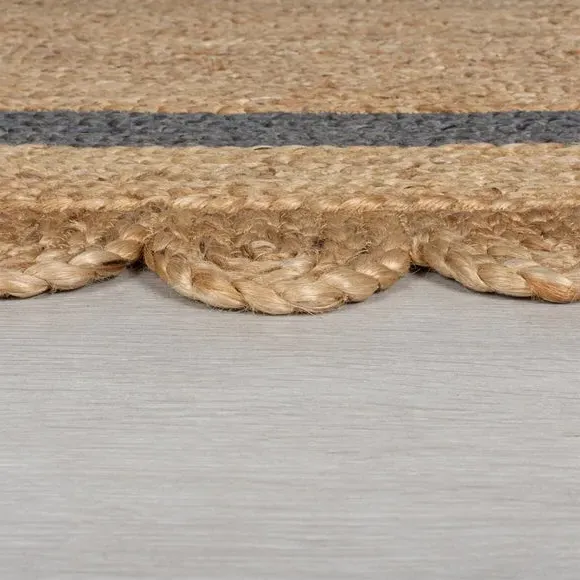 Oval Rug with Scallop Edge - Grey, Jute