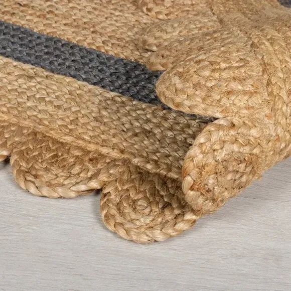 Oval Rug with Scallop Edge - Grey, Jute
