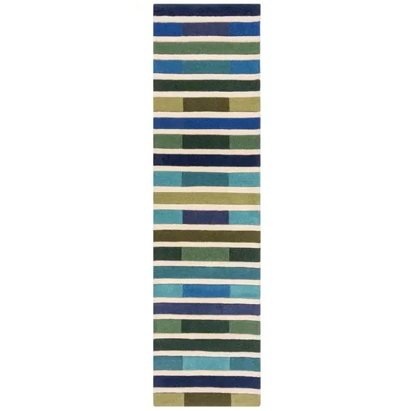Piano Stripe Wool Runner - Green, Wool