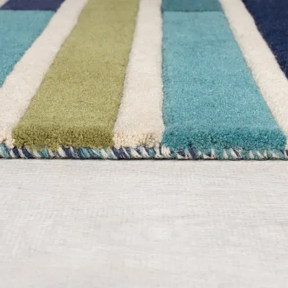 Piano Stripe Wool Runner - Green, Wool