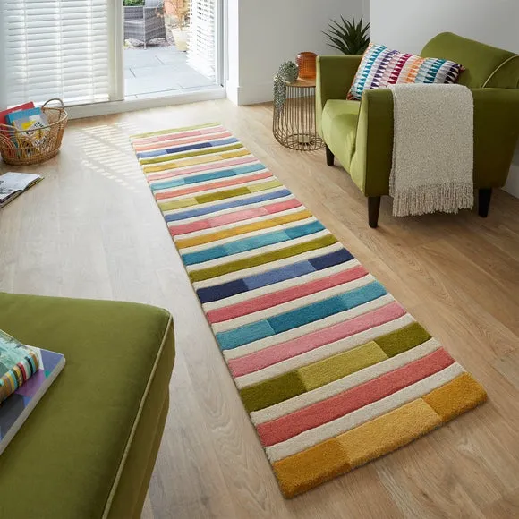 Piano Stripe Wool Runner - Pink, Wool