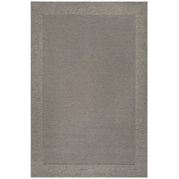 Plait Border Wool Rug - Grey, Wool Blend