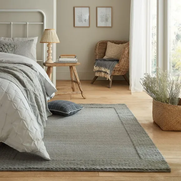 Plait Border Wool Rug - Grey, Wool Blend image