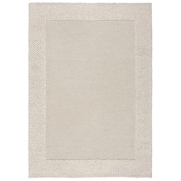 Plait Border Wool Rug - Natural, Wool Blend