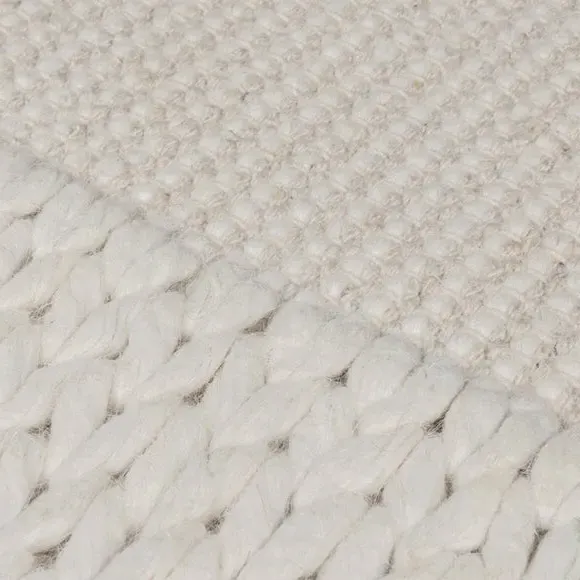 Plait Border Wool Rug - Natural, Wool Blend