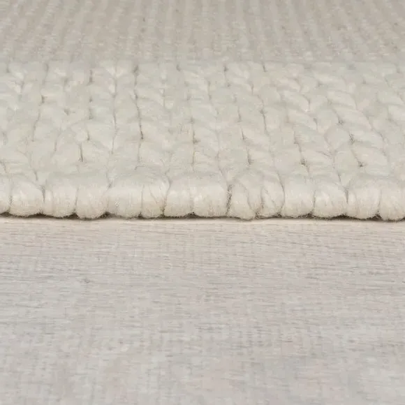 Plait Border Wool Rug - Natural, Wool Blend