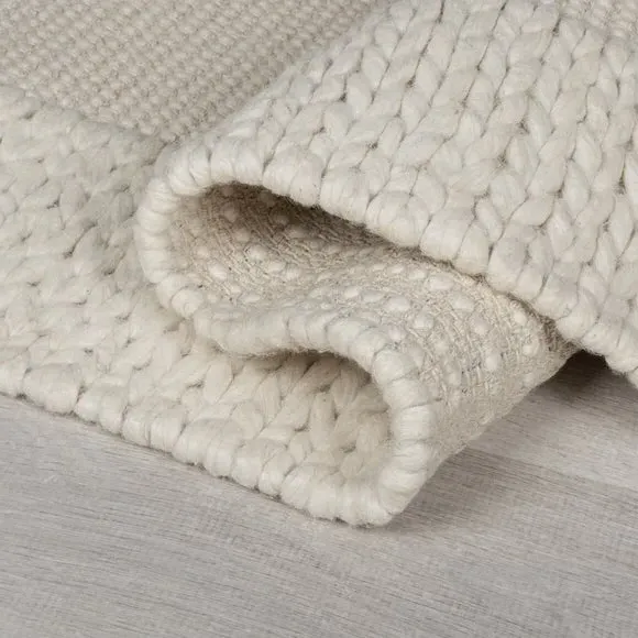 Plait Border Wool Rug - Natural, Wool Blend