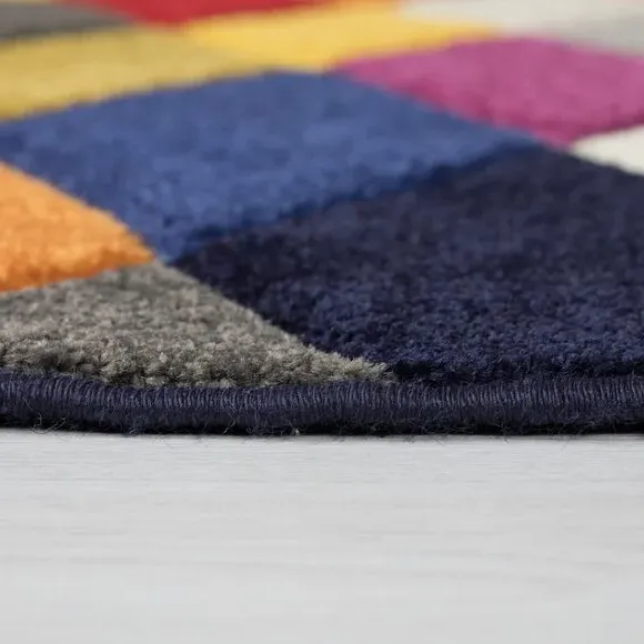 Round Geometric Rug - Multicolor, Polypropylene