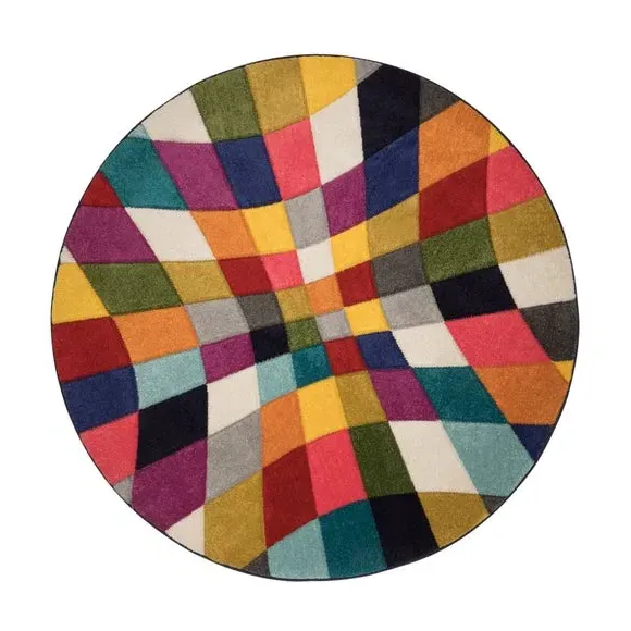 Round Geometric Rug - Multicolor, Polypropylene image