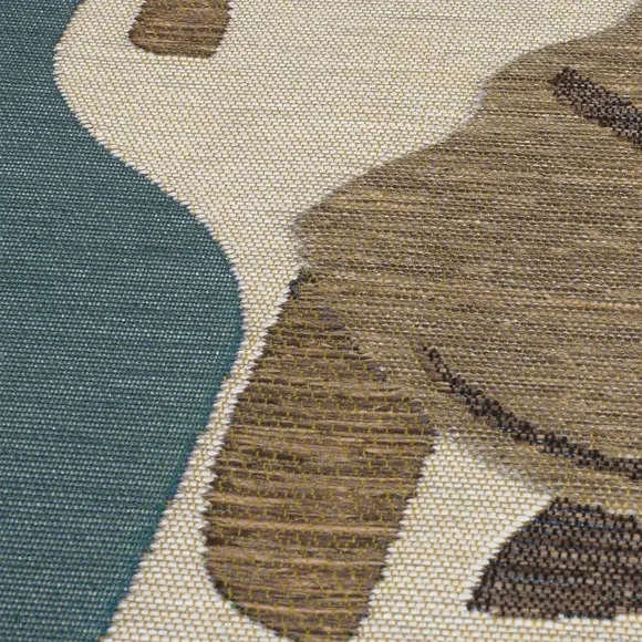 Round Outdoor Rug Giraffe Design - Blue, Polypropylene