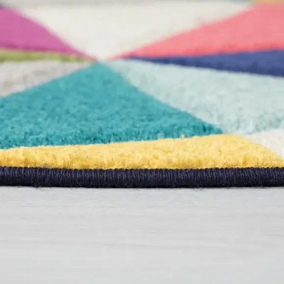 Round Rug Geometric Pattern - Multicolor