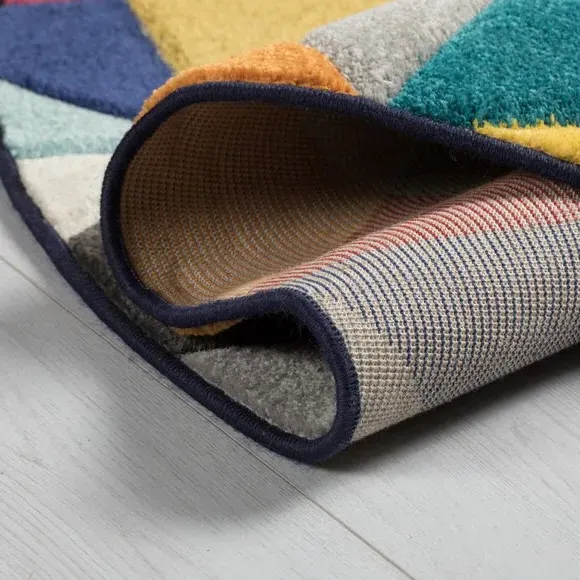 Round Rug Geometric Pattern - Multicolor