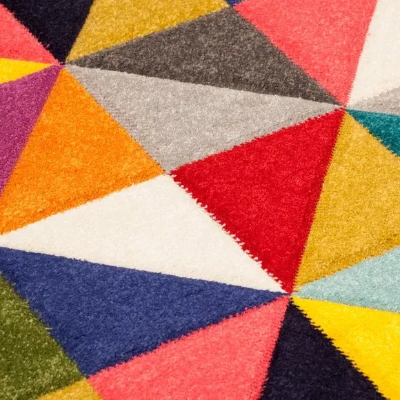 Round Rug Geometric Pattern - Multicolor
