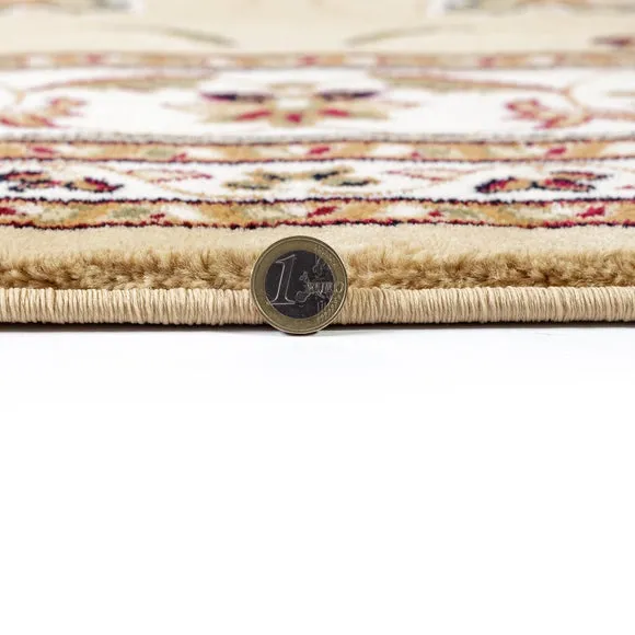 Round Rug with Border Design - Beige, Polypropylene