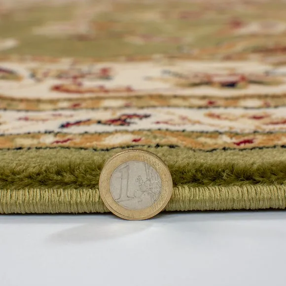 Round Rug with Border Design - Green, Polypropylene