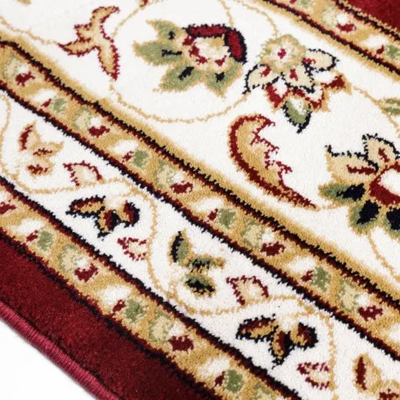 Round Rug with Border Design - Red, Polypropylene