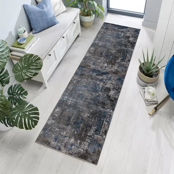 Runner Rug Abstract Design - Blue, Polypropylene image