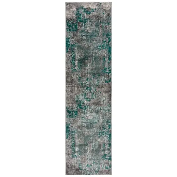 Runner Rug Abstract Design - Green, Polypropylene