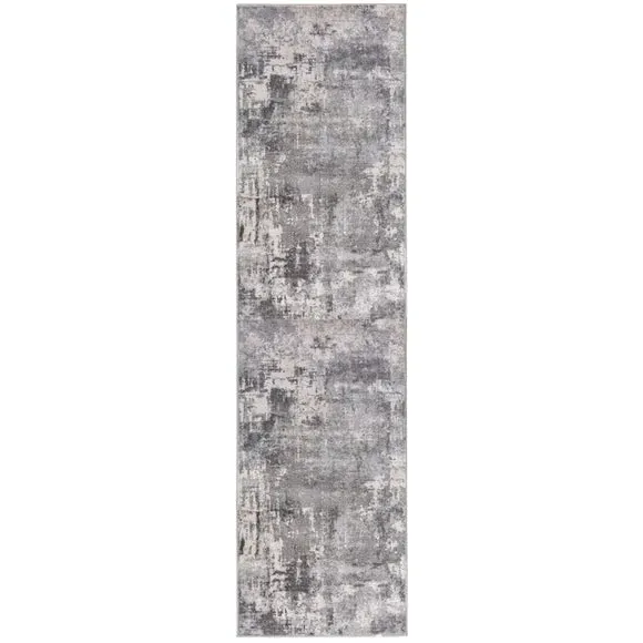 Runner Rug Abstract Design - Grey, Polypropylene