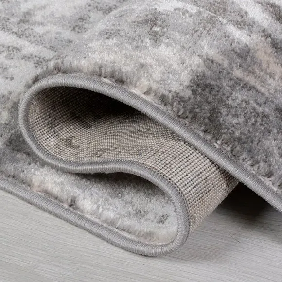 Runner Rug Abstract Design - Grey, Polypropylene