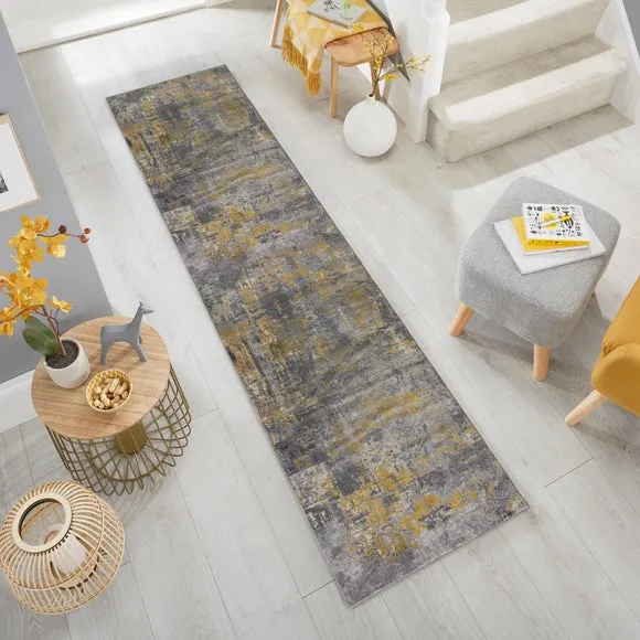Runner Rug Abstract Design - Ochre, Polypropylene