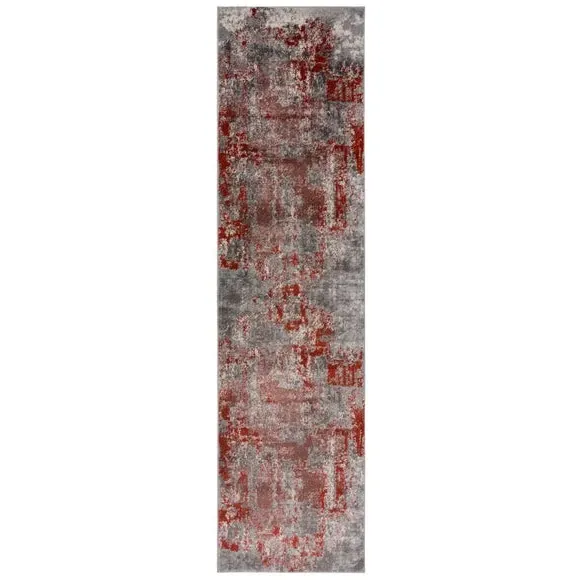 Runner Rug Abstract Design - Orange, Polypropylene