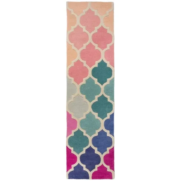 Runner Rug Hand-Carved - Light Pink, Wool