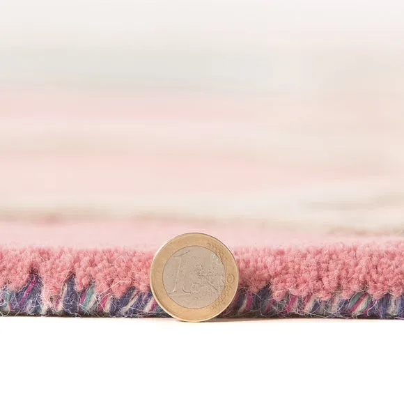 Runner Rug Hand-Carved - Light Pink, Wool