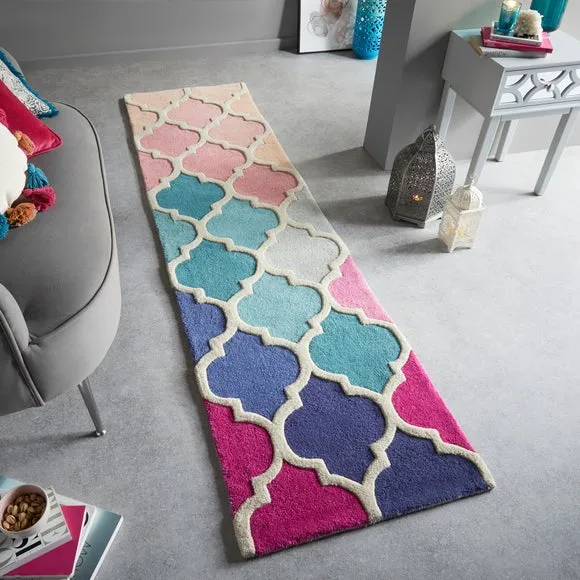 Runner Rug Hand-Carved - Light Pink, Wool image