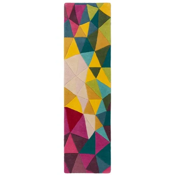 Runner Rug Hand-Carved - Multicolor, Wool